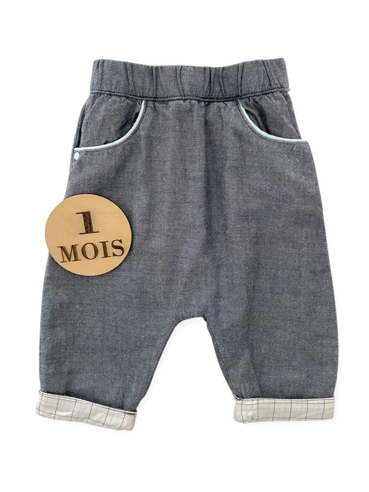 Pantalon bleu-gris, doublé coton, Obaïbi