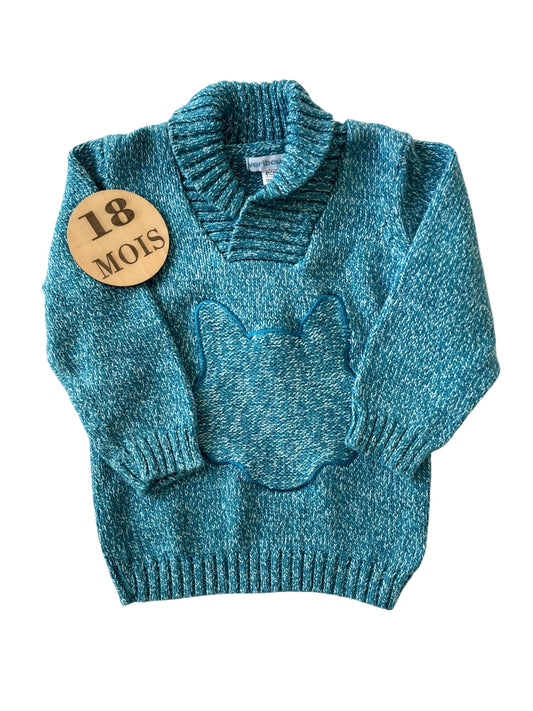 Pull en mailles, bleu, Vertbaudet