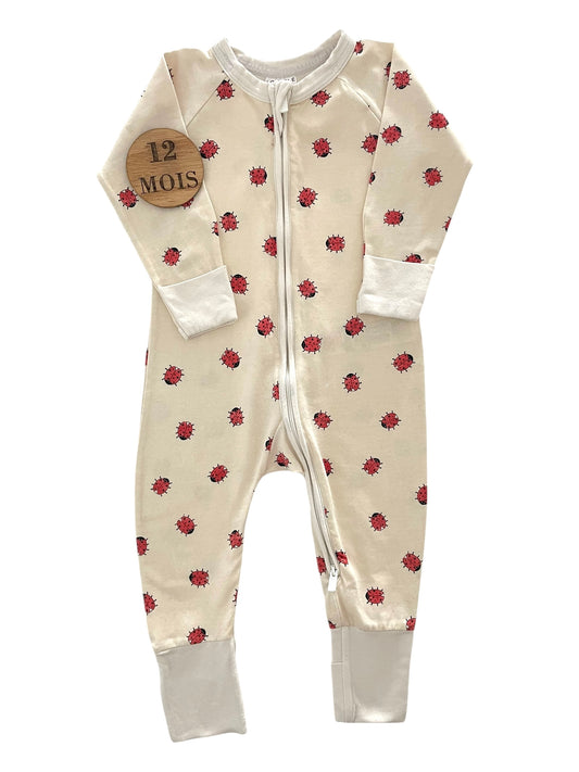 Pyjama coton, sans pied, coccinelles, DIM