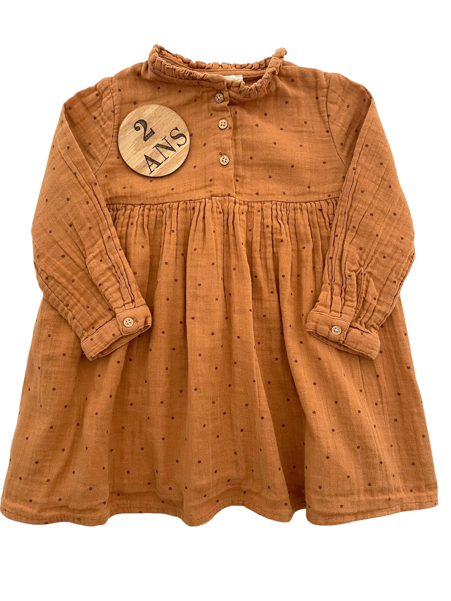 Robe gaze de coton, camel, Vertbaudet