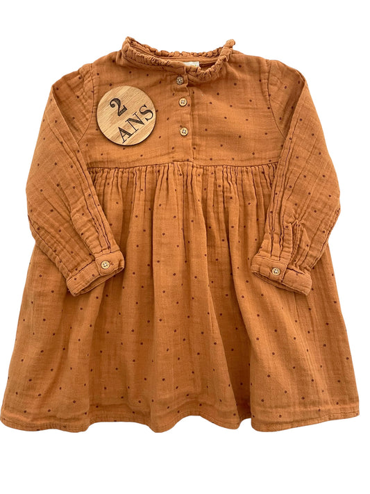 Robe gaze de coton, camel, Vertbaudet