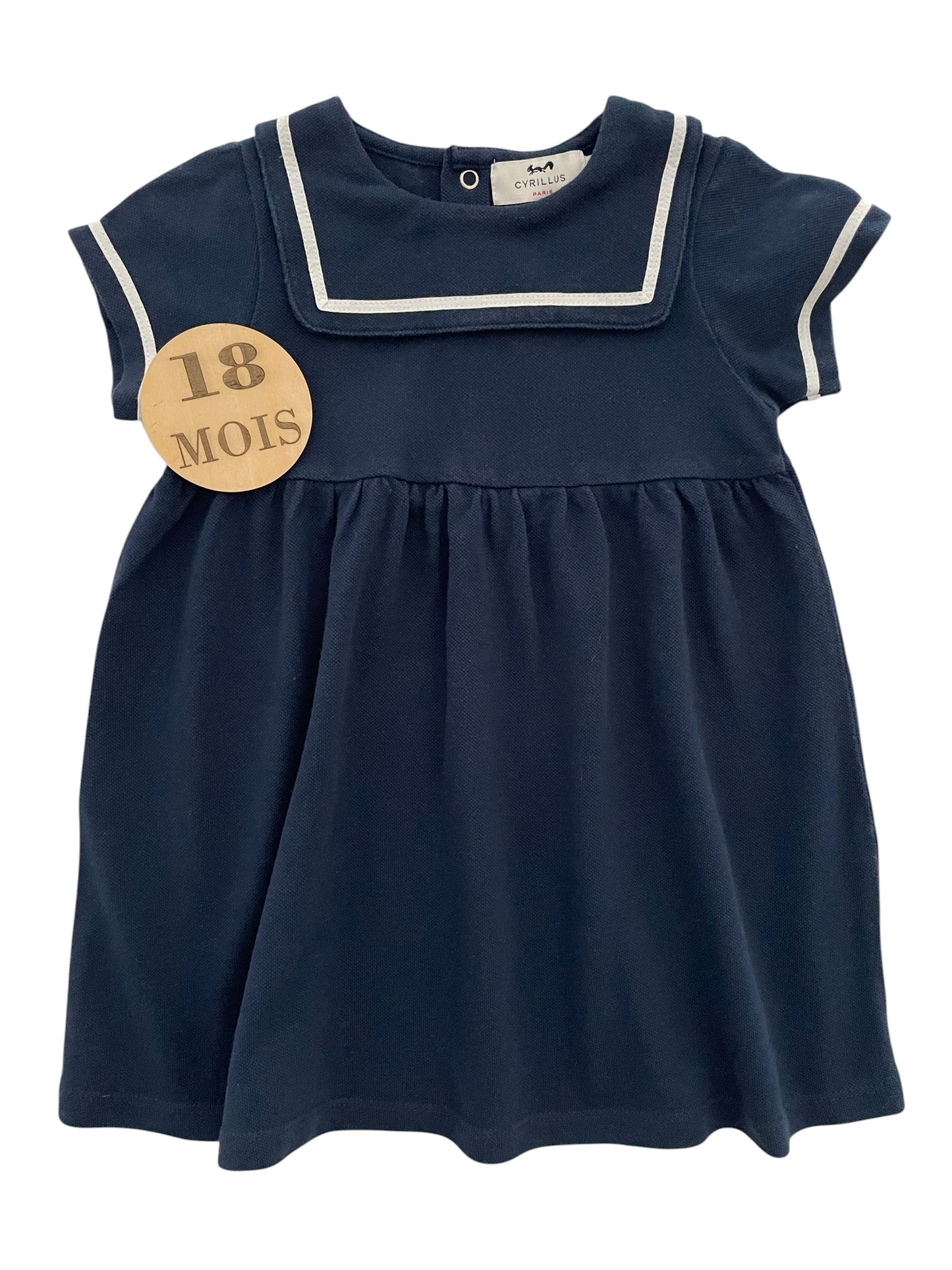 Robe bleu-nuit, col bateau, Cyrillus