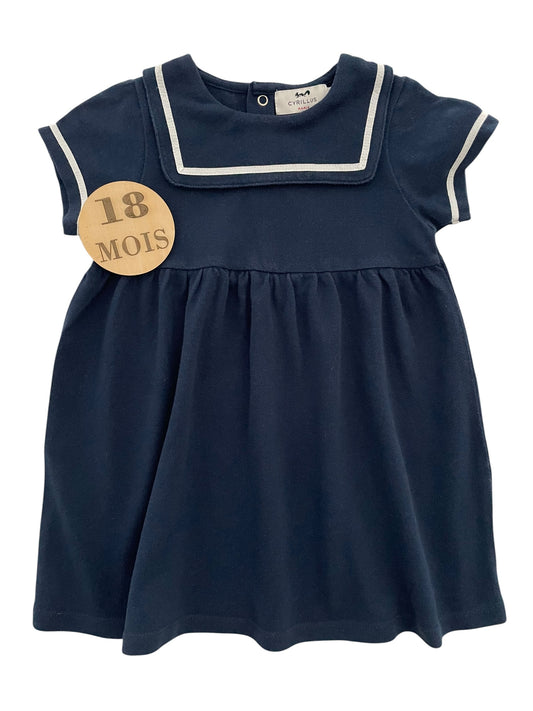 Robe bleu-nuit, col bateau, Cyrillus