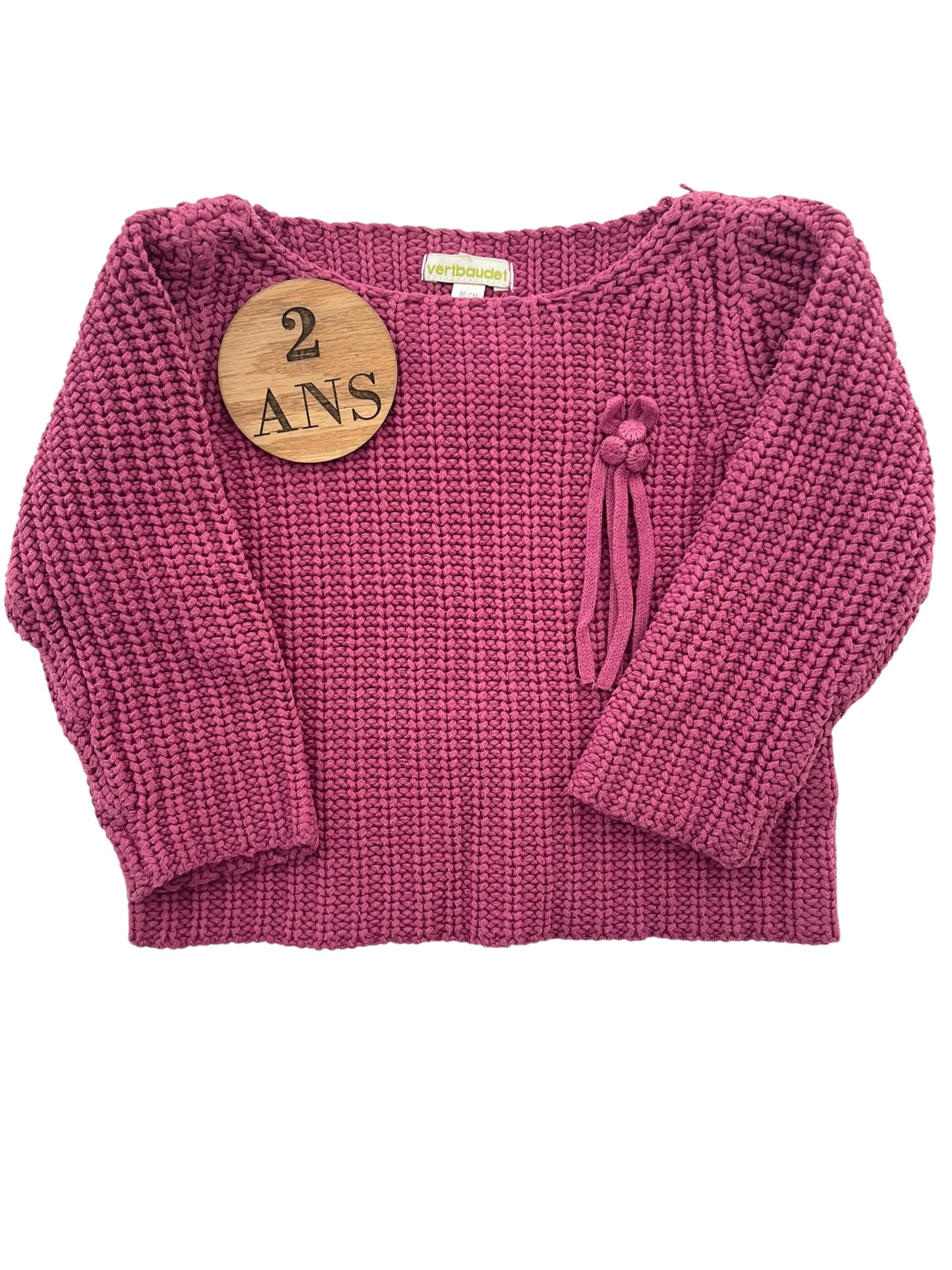 Pull en mailles, rose, Vertbaudet