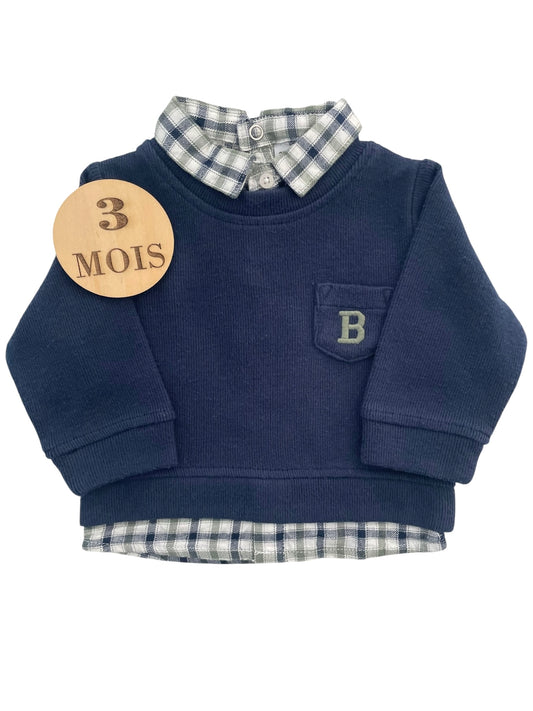 Pull à col bleu-marine