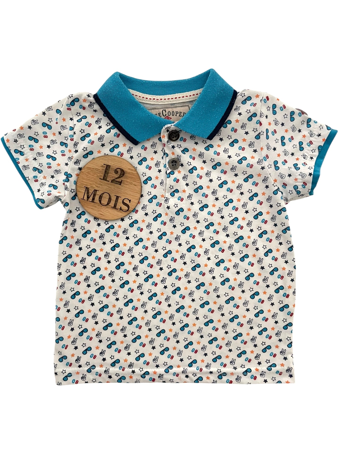 Polo, écru et bleu, Lee Cooper