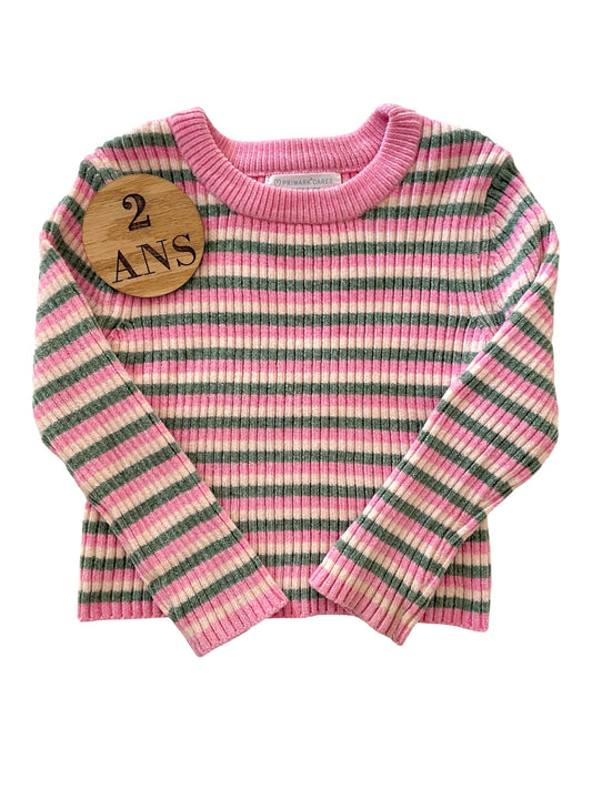 Pull en mailles, rayé rose et vert, Primark