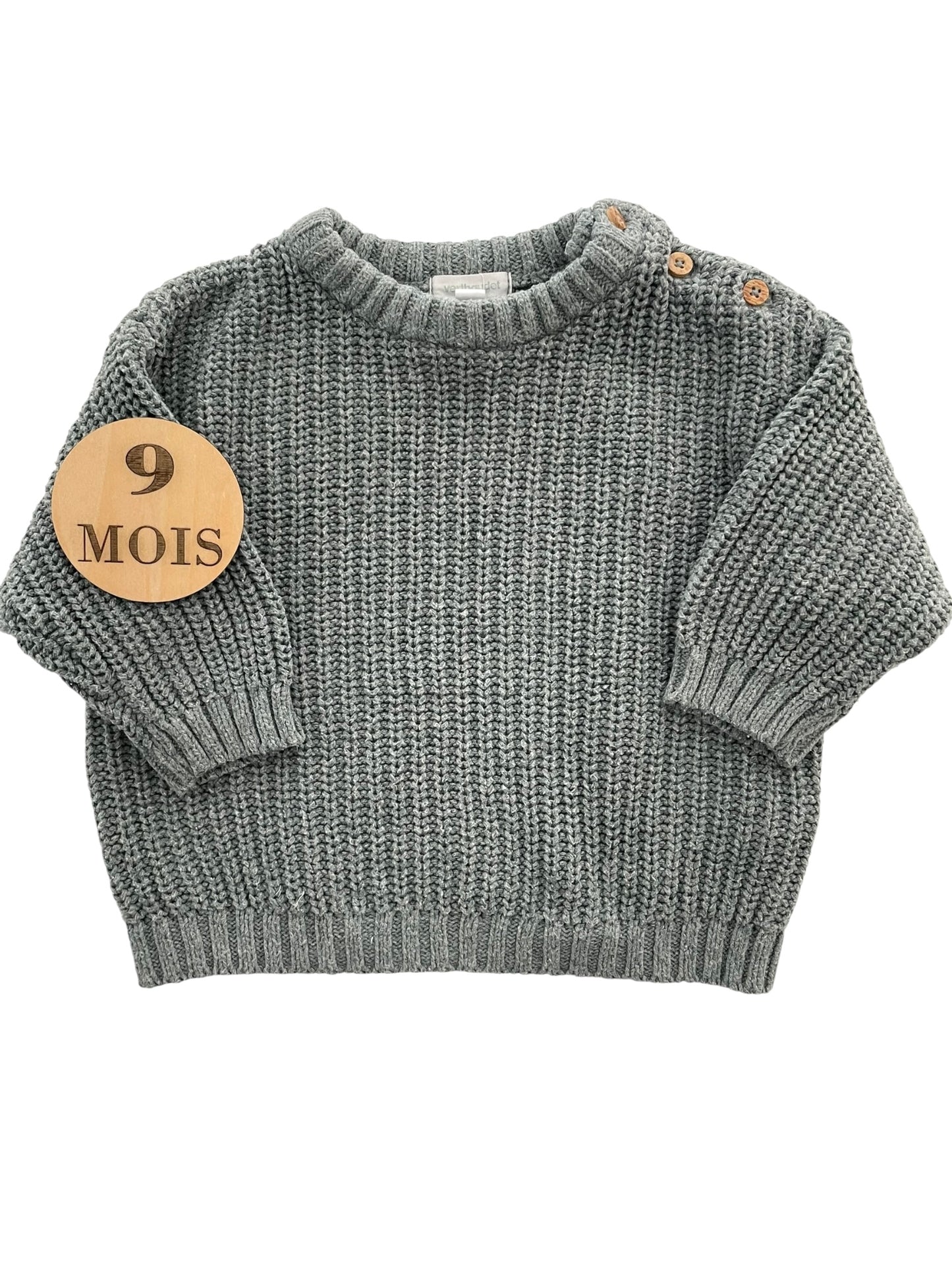 Pull en mailles, gris-bleu, Vertbaudet