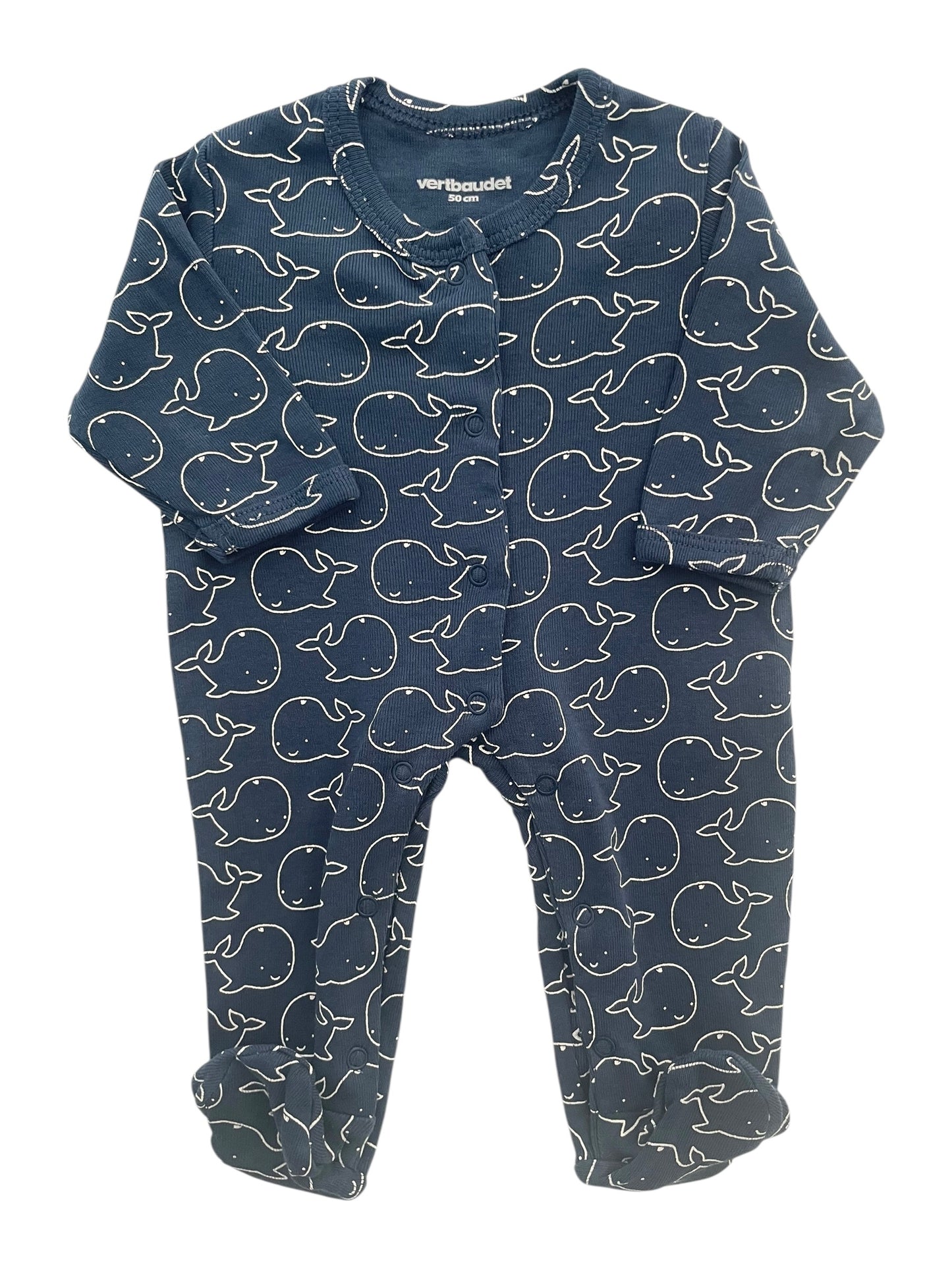 Pyjama coton, bleu-marine, côtelé, Vertbaudet