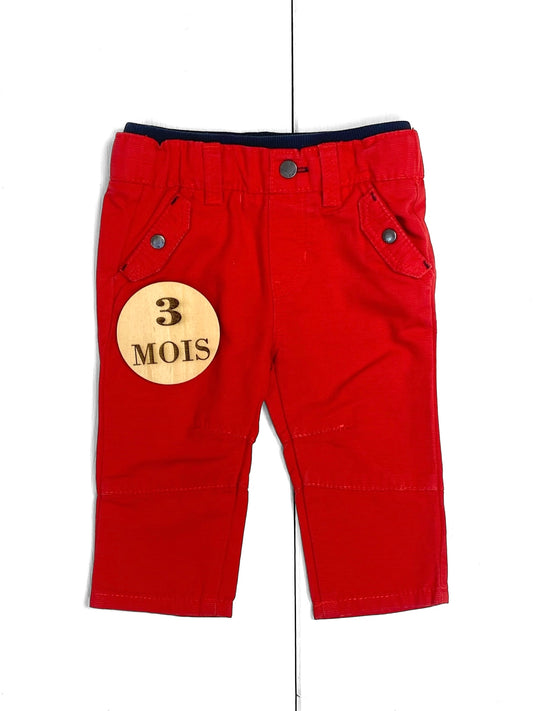 Pantalon rouge, taille élastique, Obaïbi