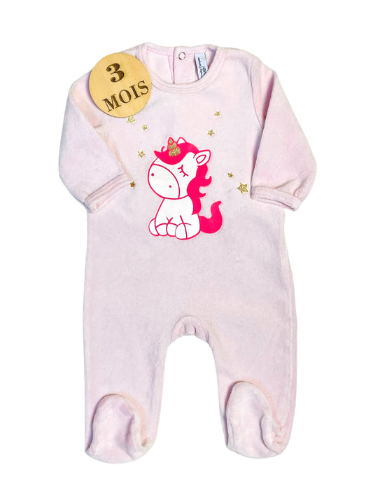 Pyjama velours rose, licorne , FPC