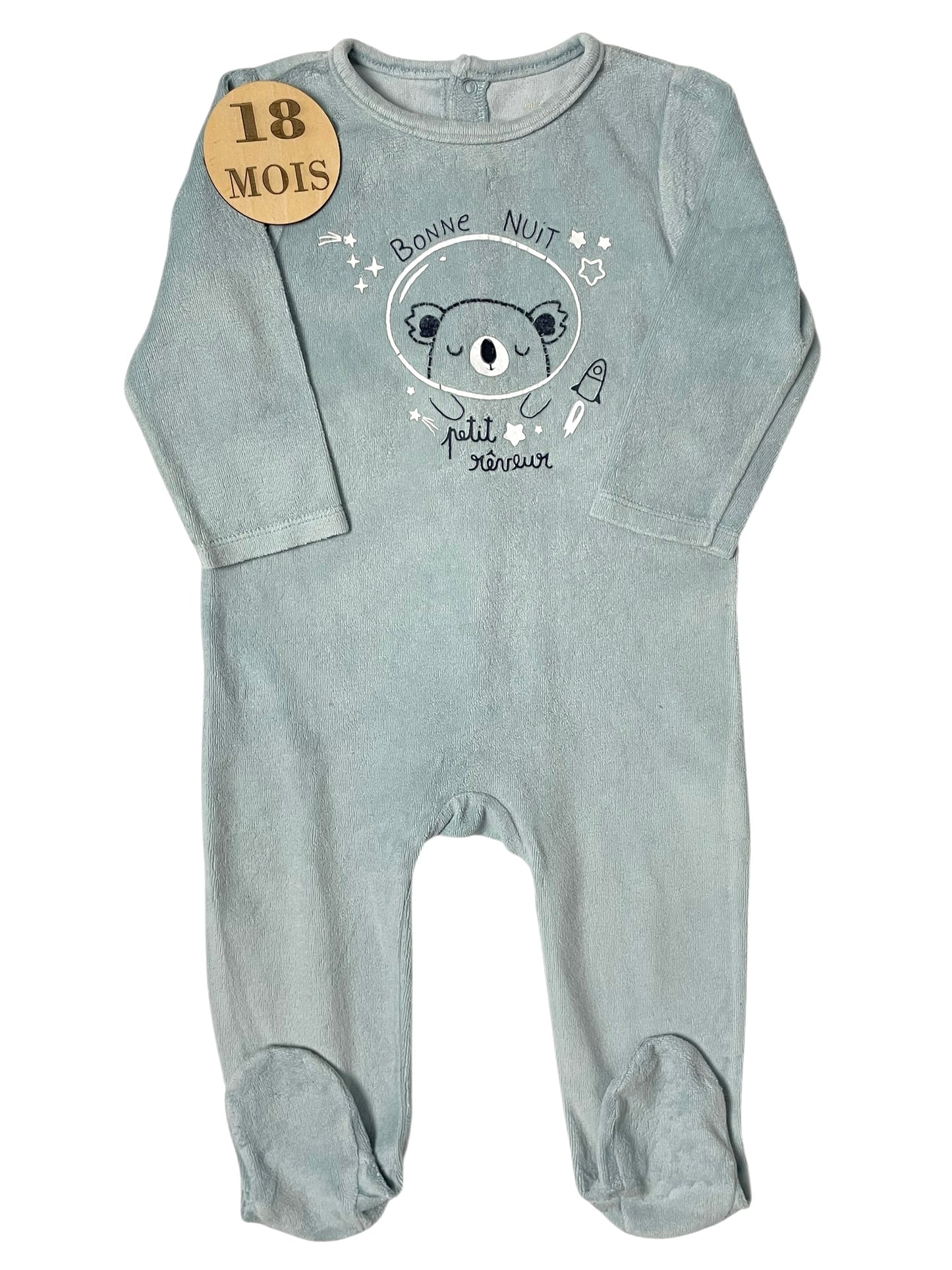 Pyjama velours bleu-gris, Pat & Ripaton