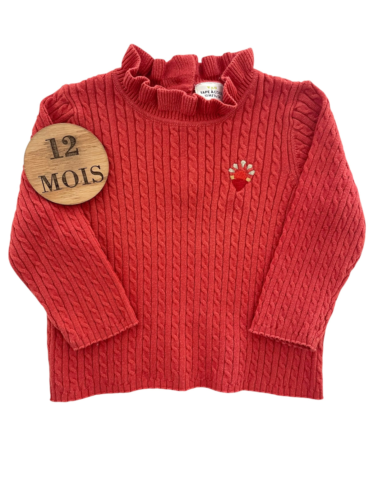 Pull en mailles, rouge/ orange, TAO