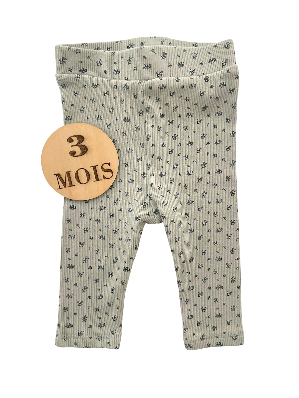 Legging côtelé, vert, fleuri, Kiabi