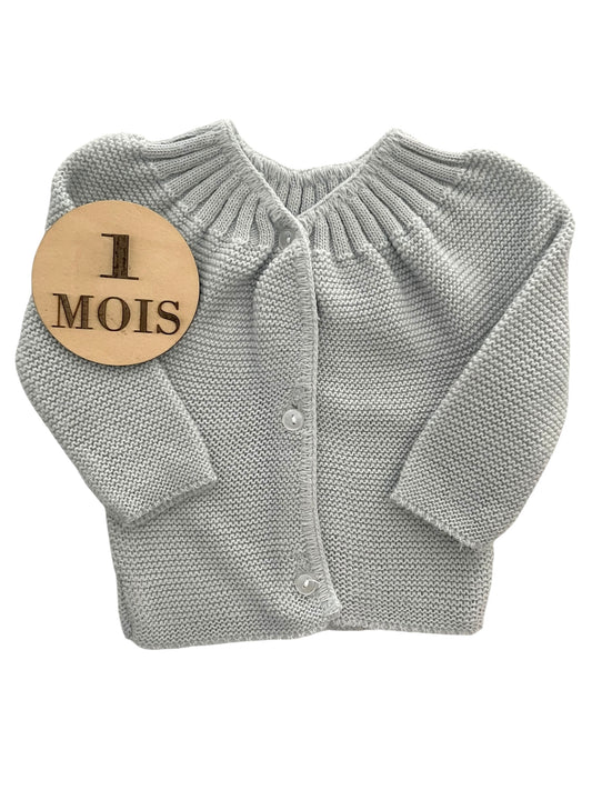 Gilet tricot, gris-vert
