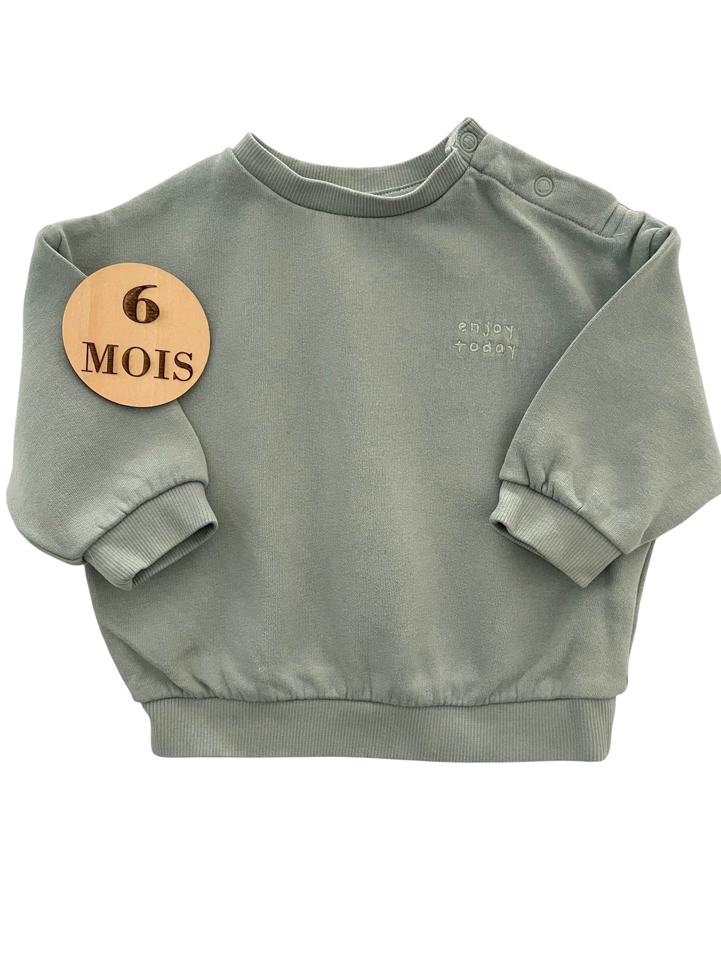 Sweat coupe large, gris-vert, Kiabi