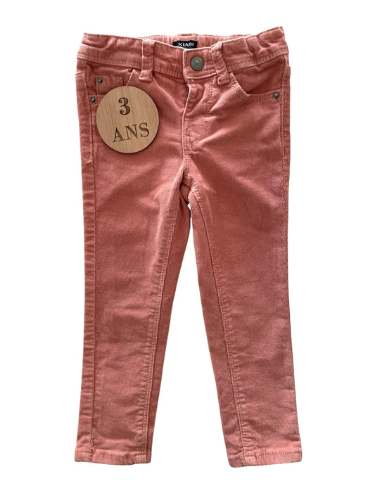 Slim velours côtelé rose, Kiabi