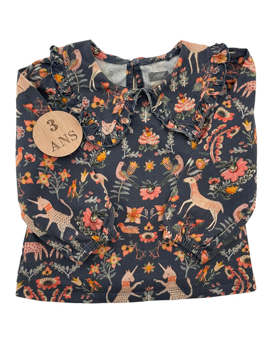 Blouse à col, motifs animaux/ fleurs, Next