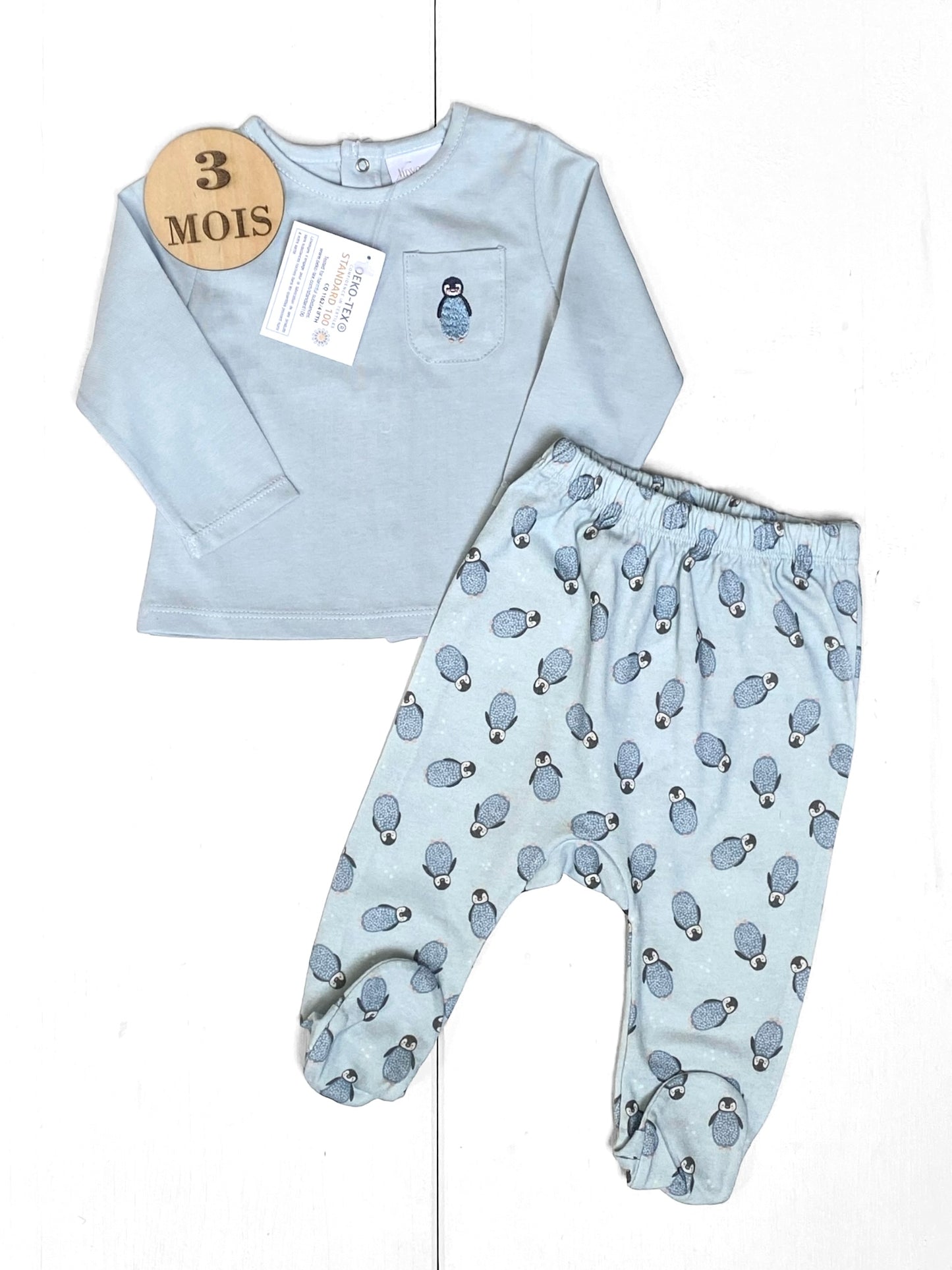 Ensemble tee-shirt et legging, bleu-ciel, Linvosges