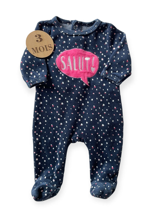Pyjama velours, bleu-marine, Gémo