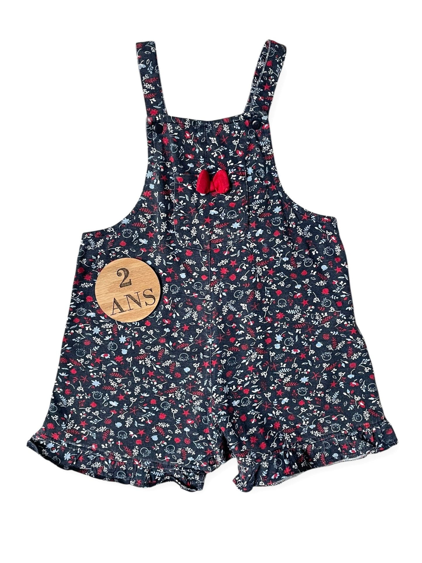 Salopette short en molleton, fleurie, Terre de Marins