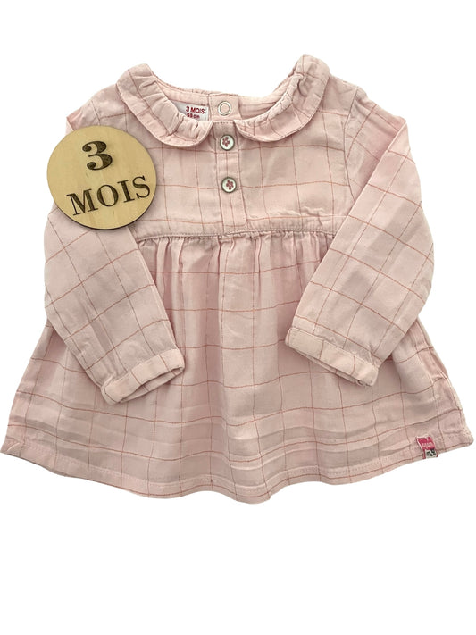 Blouse a col, rose clair, DPAM