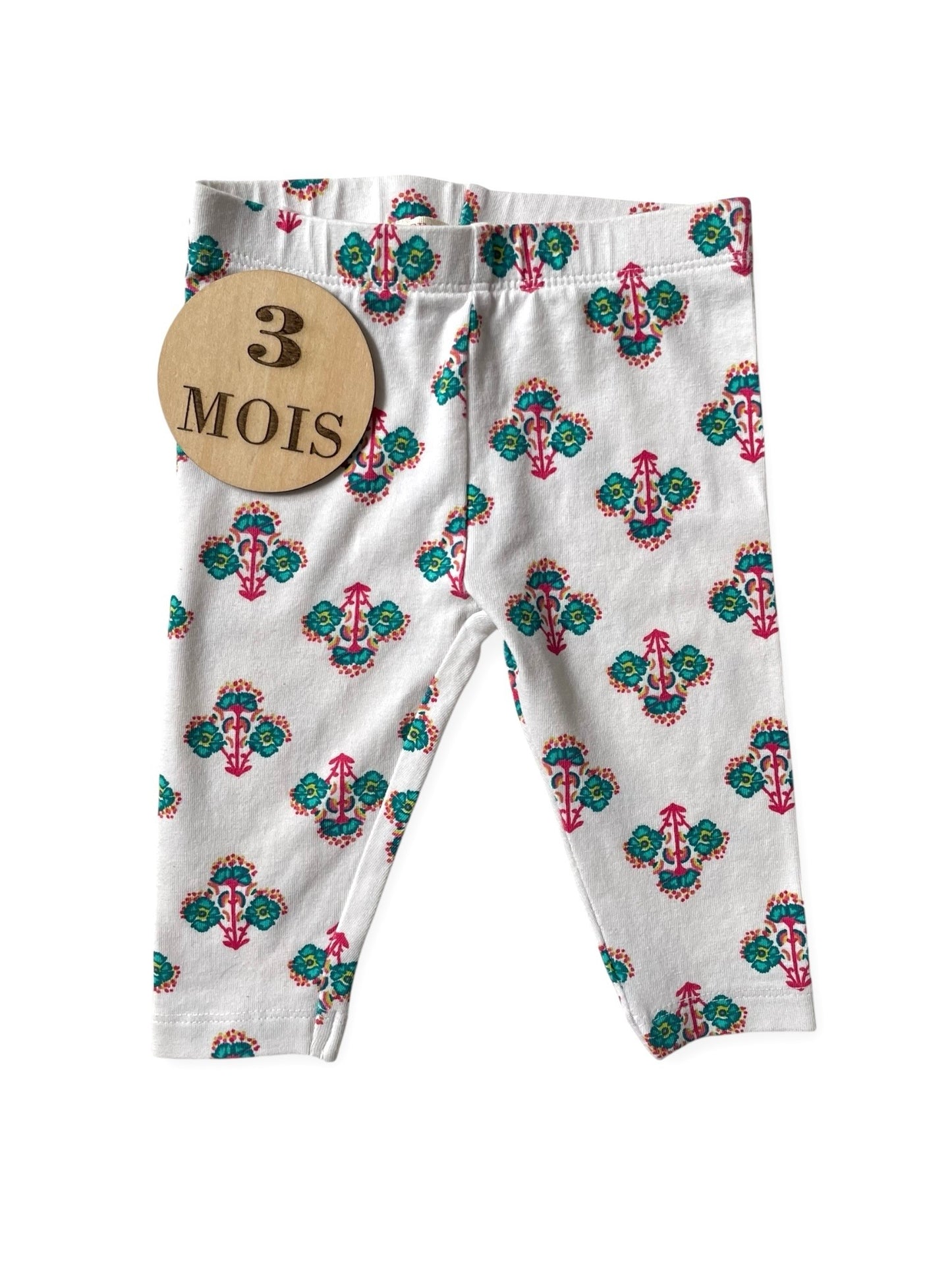 Legging fleuri, blanc, DPAM