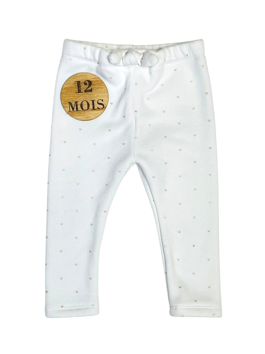 Pantalon blanc molleton, doublé polaire, Kiabi