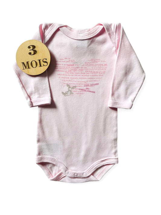 Body rose pâle, cœur, Petit Bateau