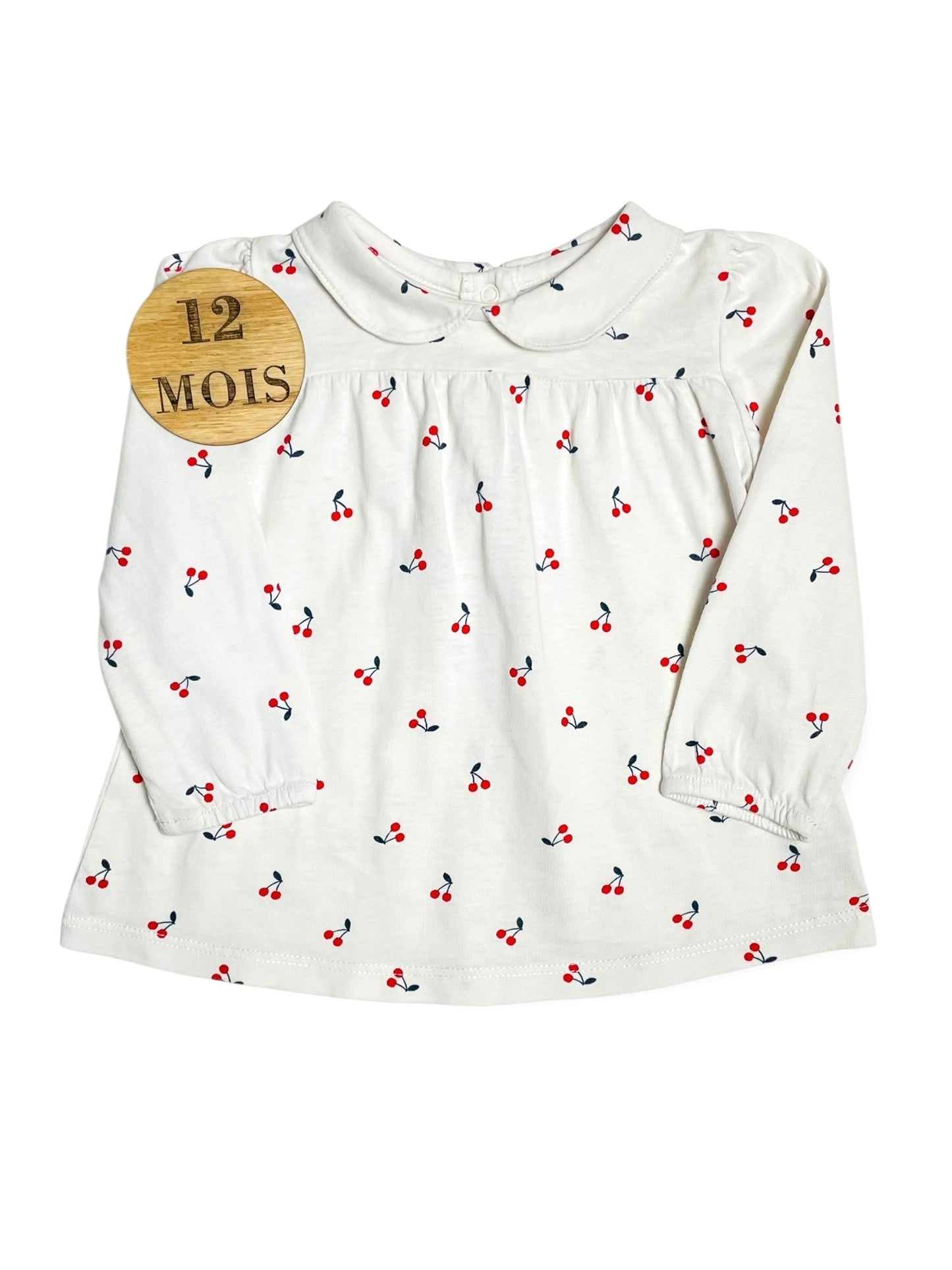 Blouse col claudine, cerises, Bout’chou