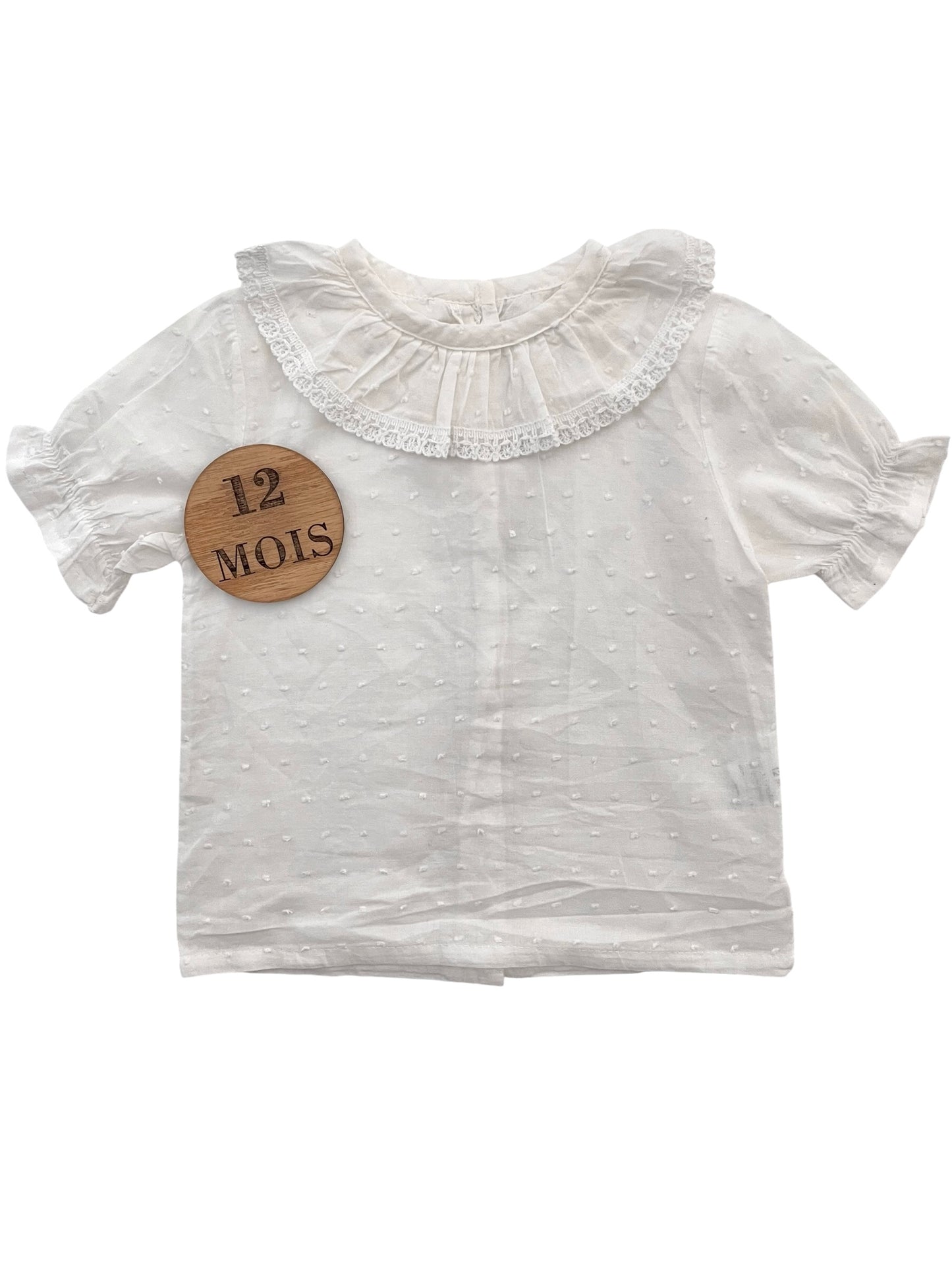 Blouse à col, blanche, légère