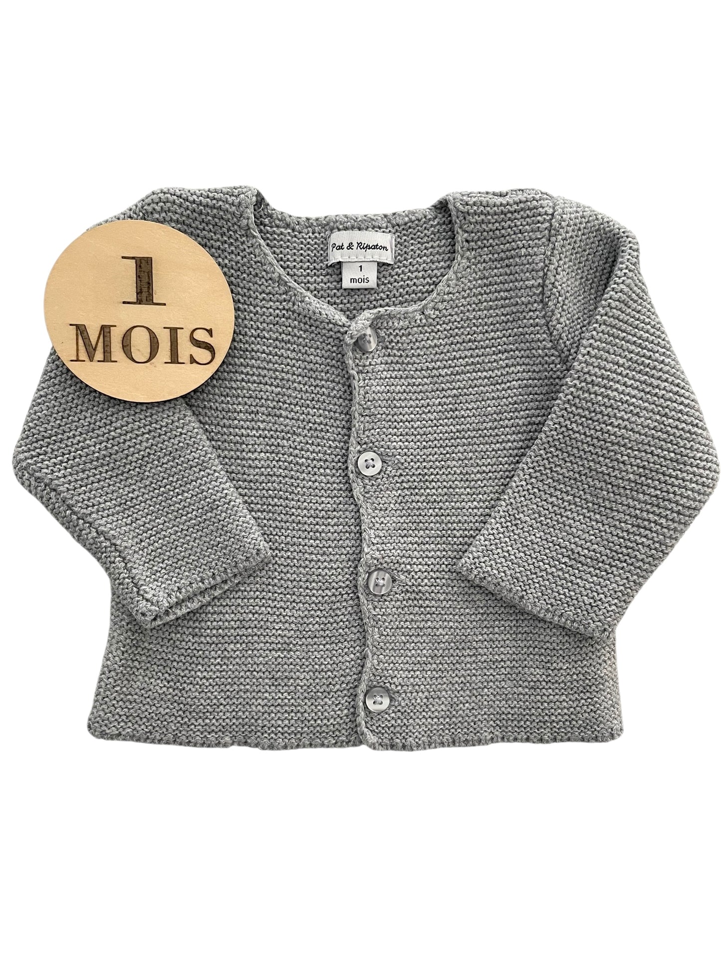 Gilet en mailles gris, Pat et Ripaton