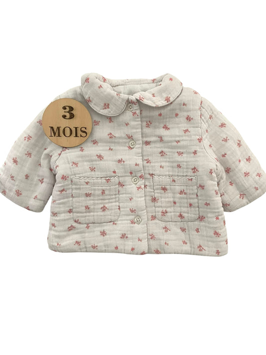 Veste gaze de coton, doublée fleurie