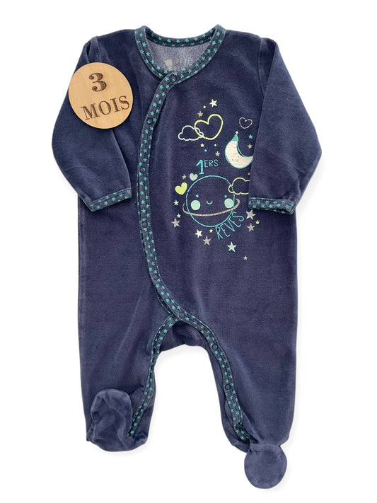 Pyjama velours, bleu, Petit Béguin