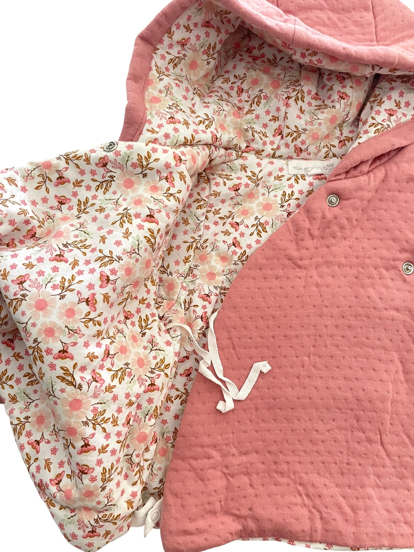 Manteau molleton, rose/ fleuri, cache-coeur, Sergent Major
