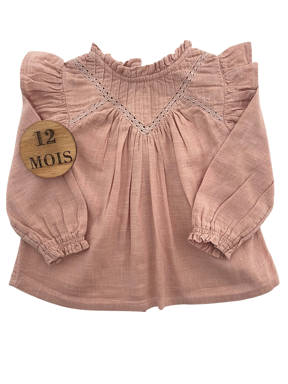 Blouse gaze de coton, vieux rose, Vertbaudet