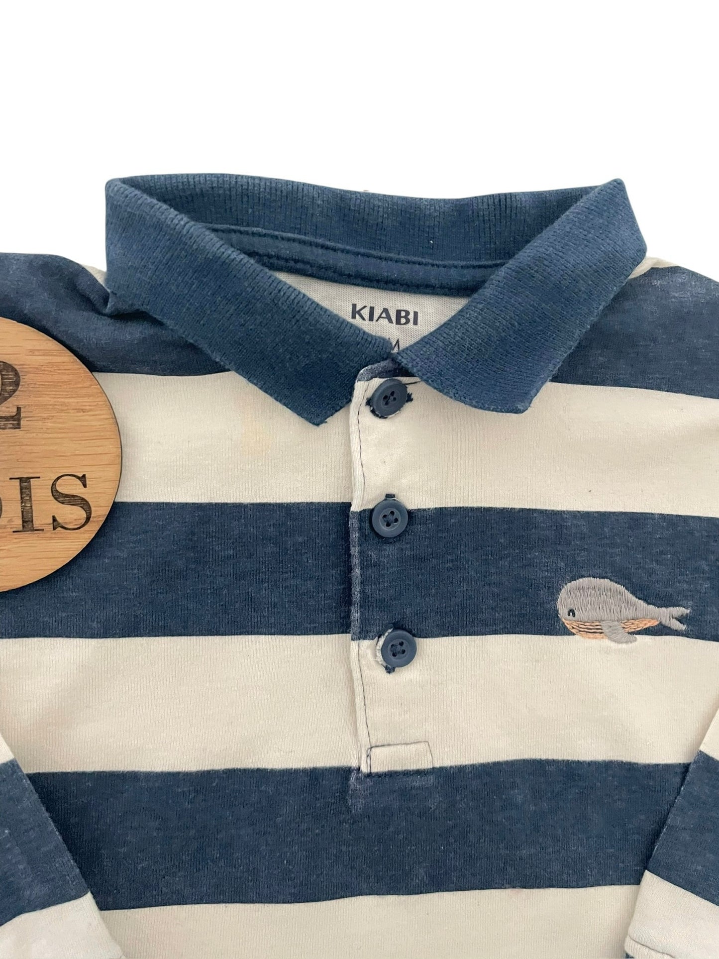 Polo rayé écru et bleu, Kiabi
