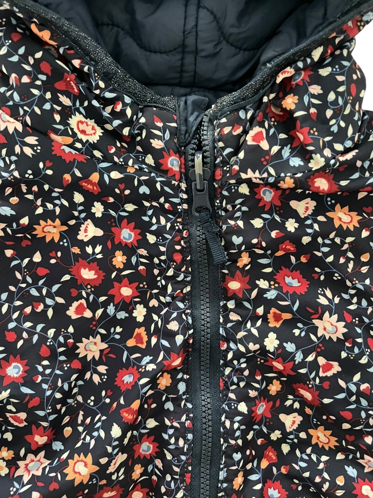 Doudoune bleue, fleurie, réversible, TAO