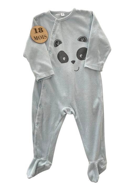 Pyjama velours bleu-ciel, panda