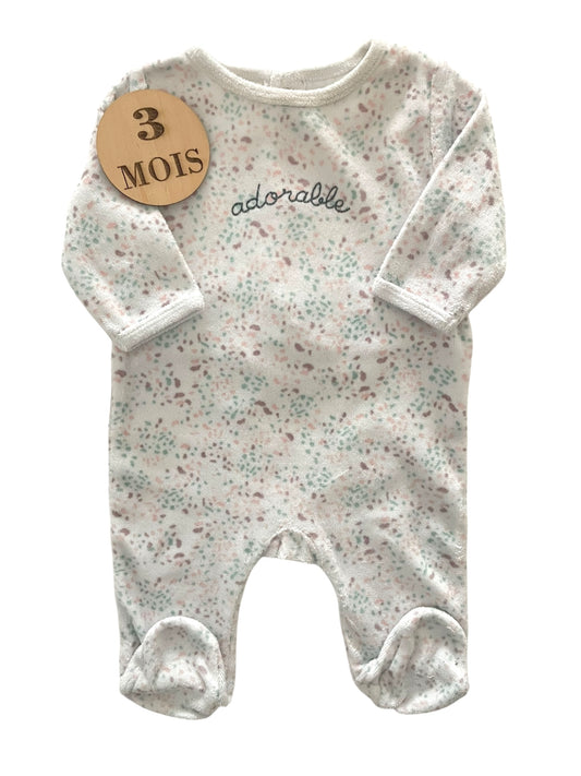 Pyjama velours, blanc, adorable, Gémo