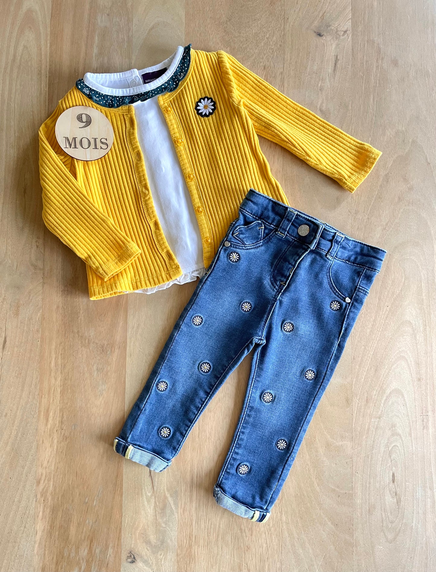 Ensemble coloré, 3 pièces, gilet, tee-shirt et jean