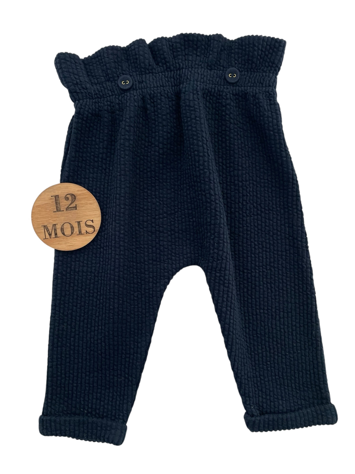 Pantalon épais, bleu-nuit, taille haute, Kiabi