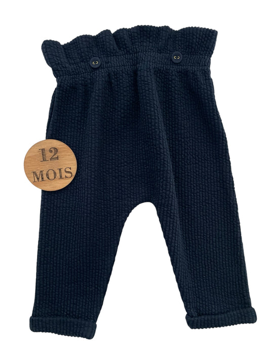 Pantalon épais, bleu-nuit, taille haute, Kiabi