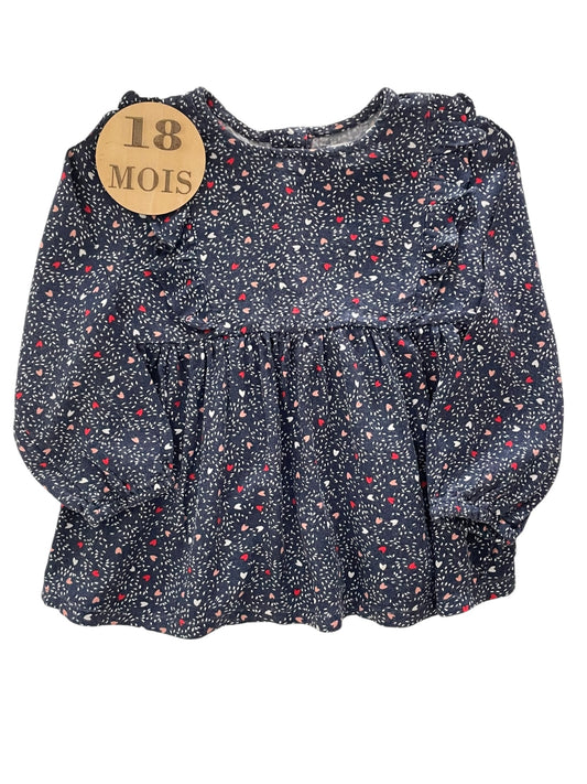 Blouse bleu-nuit, cœurs , Gémo