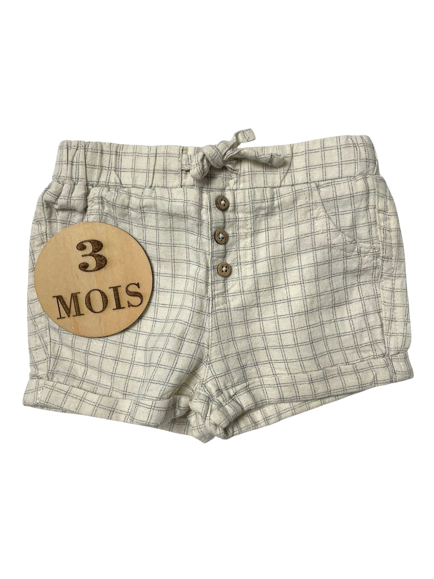 Short effet lin, à carreaux, Kiabi