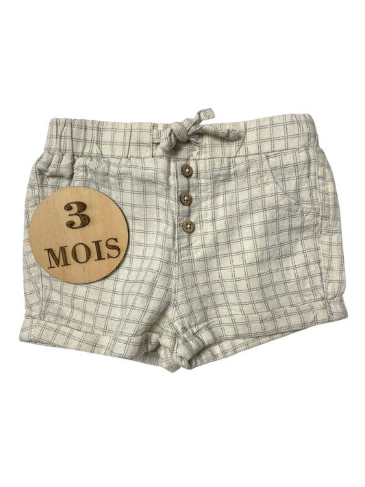 Short effet lin, à carreaux, Kiabi