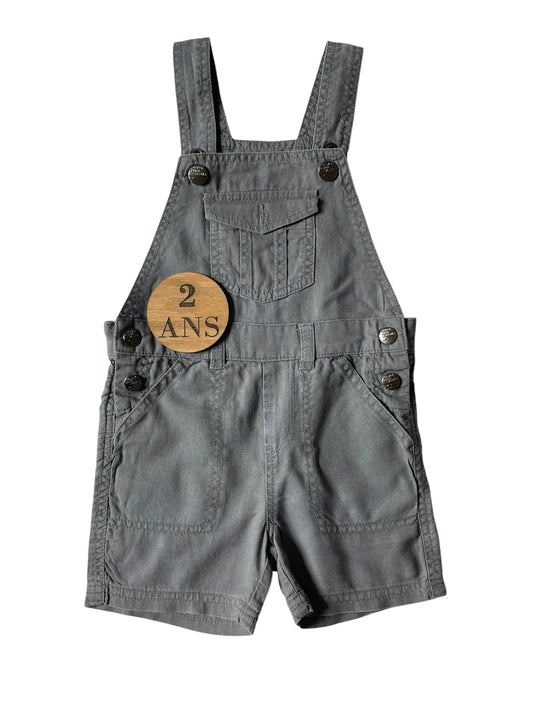 Salopette short en toile, grise, Kimadi