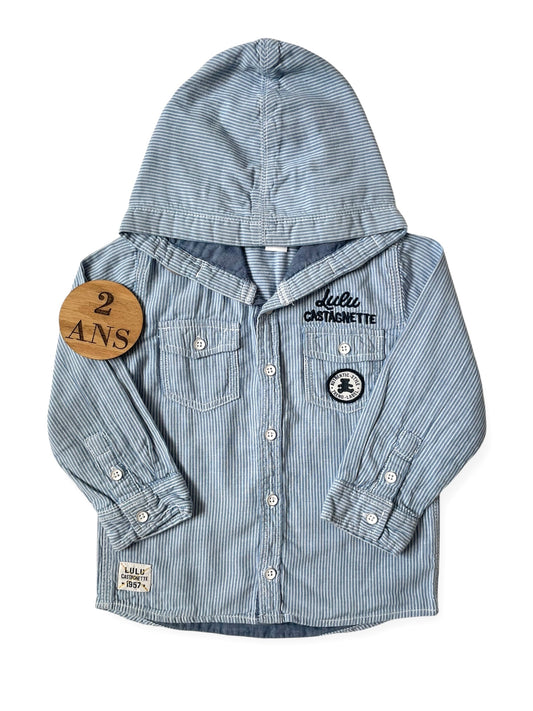 Chemise à capuche, rayée bleue, Lulu Castagnette