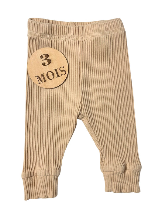 Legging en mailles, côtelé, beige