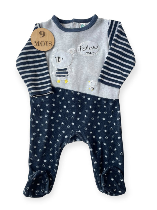 Pyjama velours bleu et gris, TEX